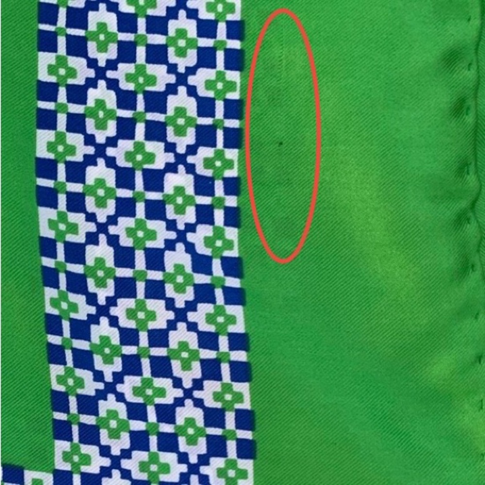 Elsa Schiaparelli Vintage Blue and Green Silk Blend Signed Scarf ~ 22” Square - Picture 5 of 5
